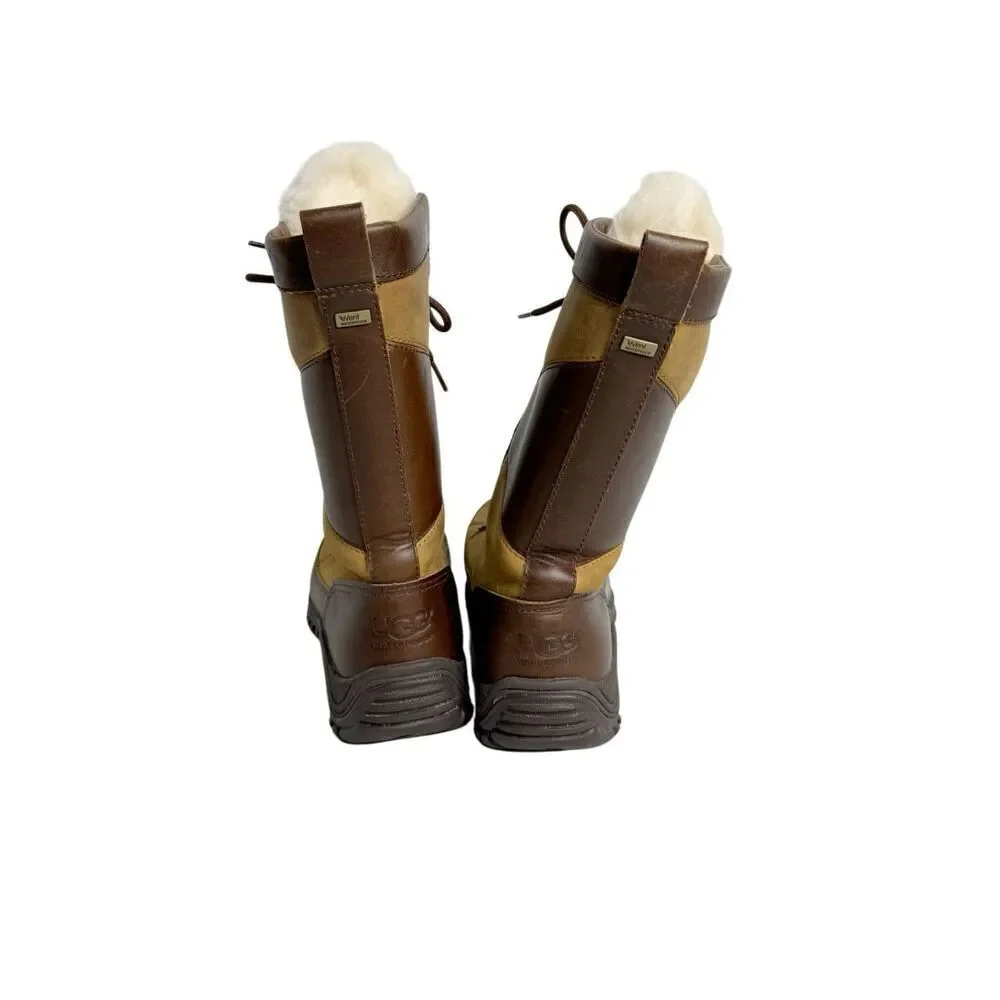 Ugg brown/ tan fur lined mixon leather boots size 5.5